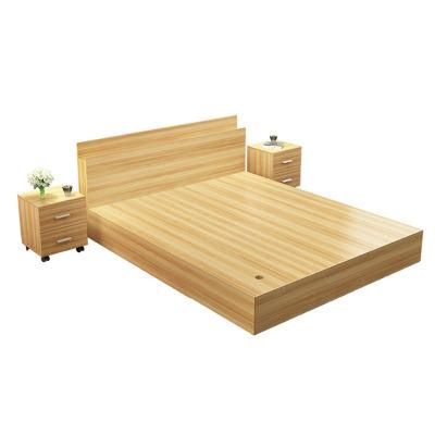 Customized Design Modern MDF/Particle Board Wooden Bed with Night Stand Factory Supply