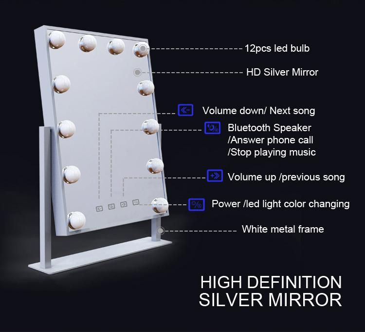 Home Decor LED Mirror Dimmable Brightness Hollywood Mirror for Dressing