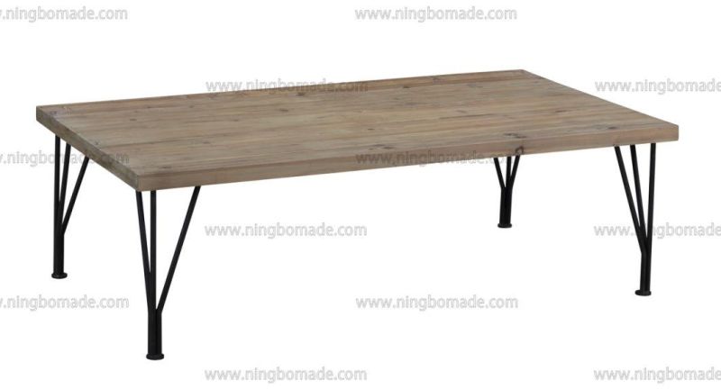 Industrial Vintage Furniture Natural Reclaimed Fir and Black Iron Rectangle Coffee Table