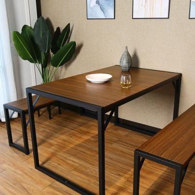Modern Wood 3 Piece Dining Table with Two Stools Set Studio Collection Soho for Home Kitchen Breakfast Table, Brown