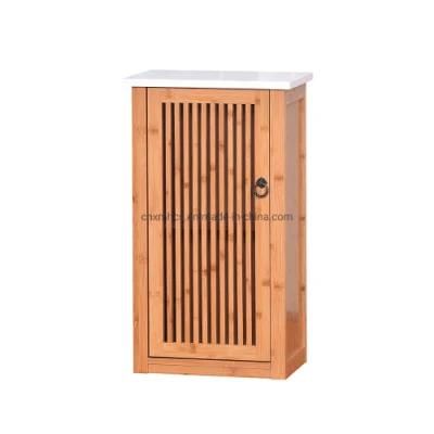 Wall Mounted Wood Bathroom Cabinets Bathroom Display Rack Bamboo Storage Cabinet with Door