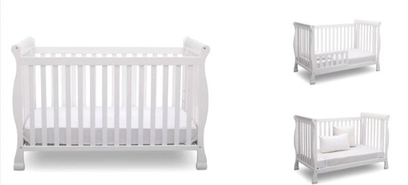 Modern Style White Baby Crib Cot Bed Convertible Nursery Furniture