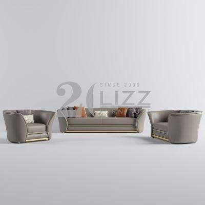 High End Modern Sectional Geniue Leather Sectional 1+2+3 Couch Living Room Sofa with Metal Leg