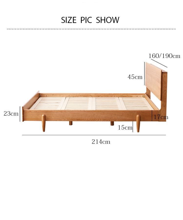 Nordic Solid Wood Double Bed 1.51.8 Meters Cherry Wood Bed Simple Modern Small Apartment Bedroom Solid Wood Bed