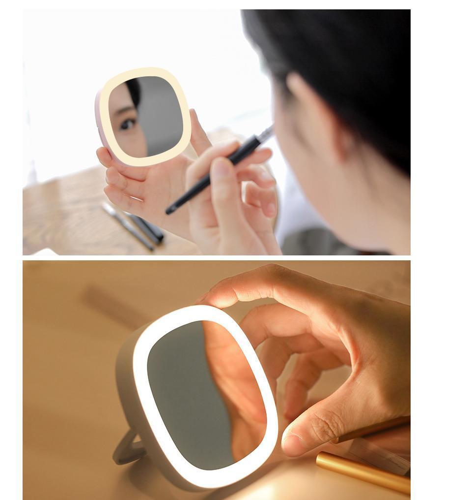 LED Make-up Mirror Portable Folding Mirror Mini LED Make-up Light 3 Color Fill Light LED Small Mirror