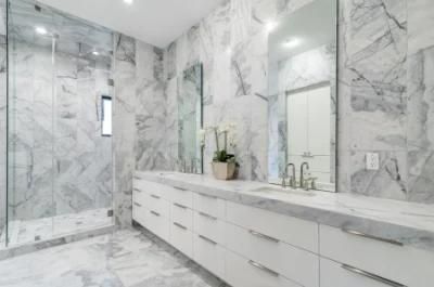 MID-Sized Modern Master Bathroom Australia Style Slab Flat Vanity Cabinets