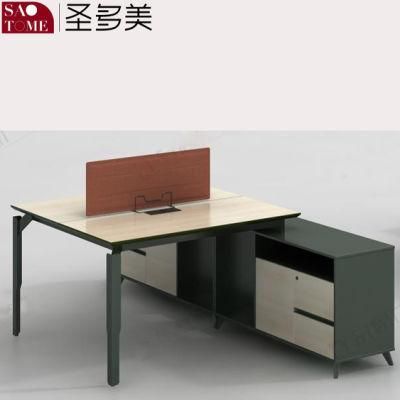 Office Furniture Set of Two Person Desks with Cabinets