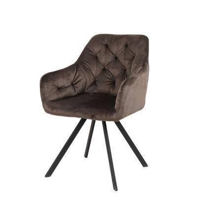 Best Quality Modern Black Painting Legs Velvet Armrest Dining Room Chair