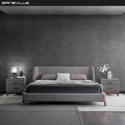 Top Seller Italy Style Modern Furniture Fabric Bed King Bed Double Bed with Wooden Legs