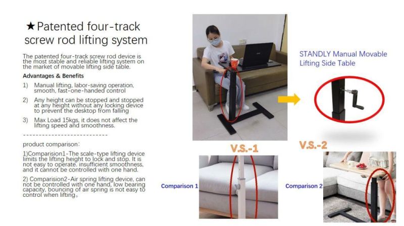 Moveable Computer Desk Double-Sided Board Lifting Student Table Sofa Side Table Lazy Table