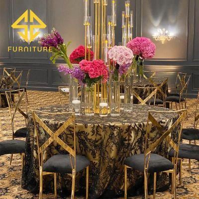 Sawa Foshan Factory Low Price Wholesale Stainless Steel Wedding Event Dining Chair