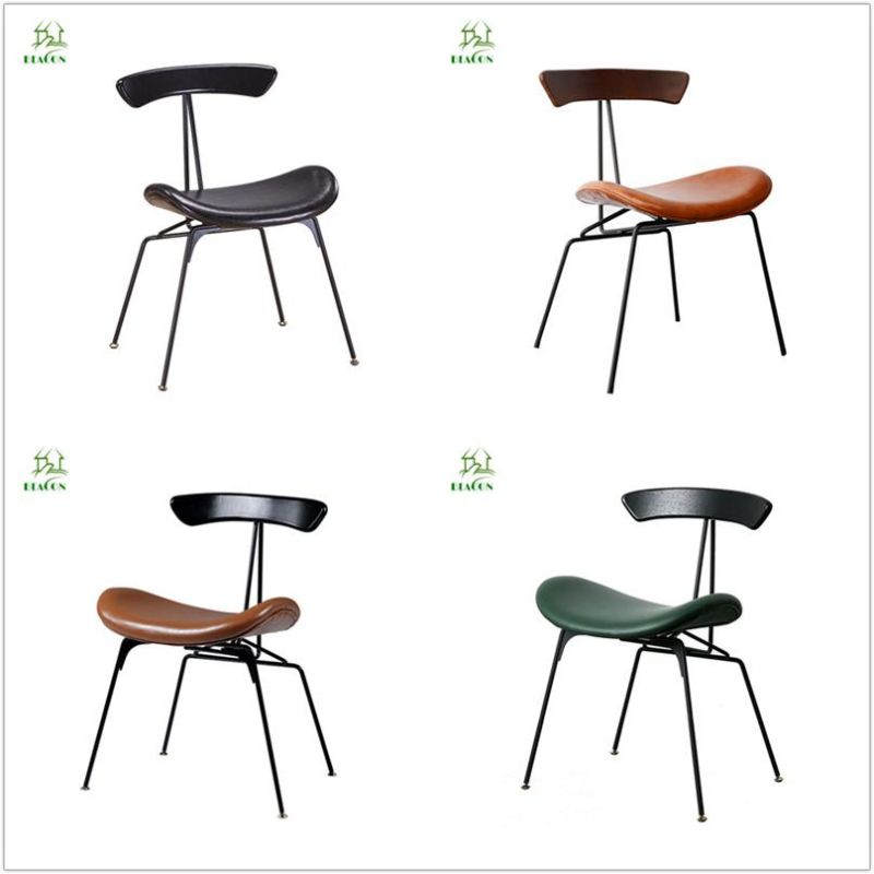 Modern Mild Luxury PU and Metal Legs Dining Office Elegant Chair