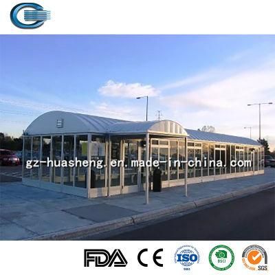 Huasheng Bus Stop Shade Structure China Metal Bus Stop Shelter Supplier Modern Design Outdoor Customized Stainless Steel City Bus Shelter