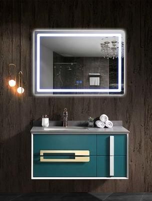 2022 Luxury Hot-Selling Green Marble Countertop Plywood Bathroom Cabinet