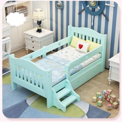 Wooden Bed Children&prime;s Bed with Guardrail Safety Widening Baby Bed