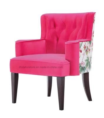 Pink Velvet Modern Armrest Living Room Chair for Reception Bedroom