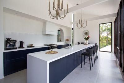 Customized Dark Blue Open Frame Pull Down Basket Kitchen Cabinet Wooden Cupboard Door Kitchen Fittings Cabinets
