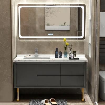 The Hotel Modern Light Luxury Multi-Mirror Ceramic Above Counter Basin Rock Board Countertop Wall Mounted Bathroom Cabinet