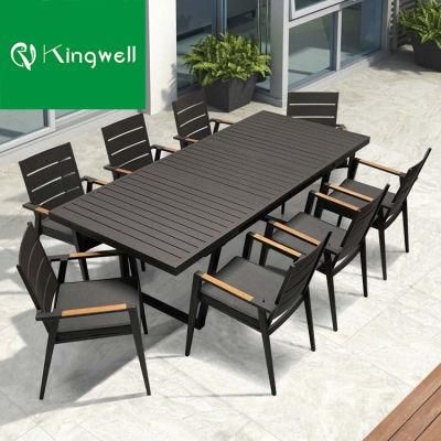 Modern Outdoor Aluminum Furniture Extendable Patio Cafe Dining Table Set for Cafe