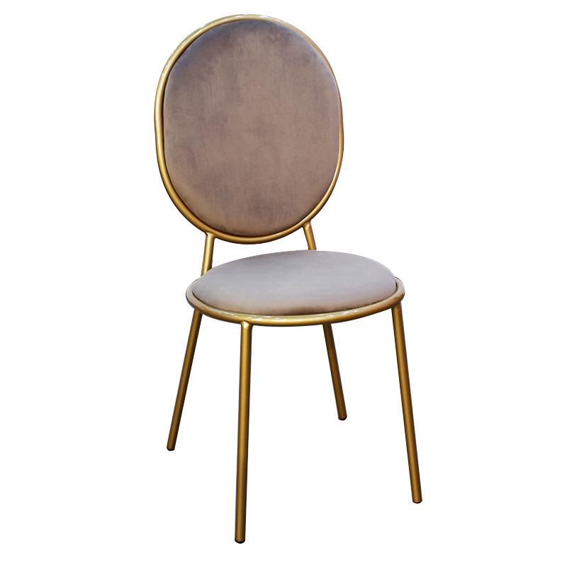 Hot European Style Vanity Sweet Shop Furniture Ellipse Back Makeup Stool Fabric Velvet Material Gold Legs Four Legs Chair
