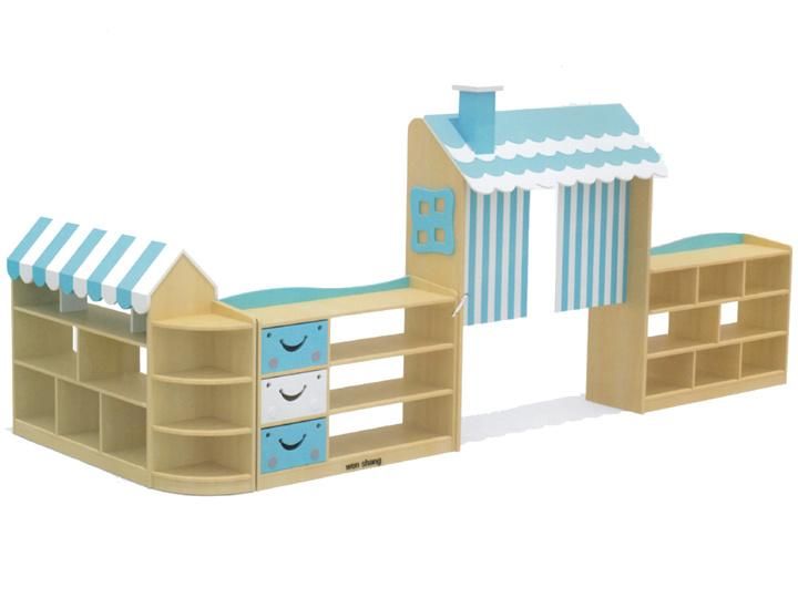 Modern Design Children Kindergarten Wooden Toy Shelf Preschool Storage Shelves