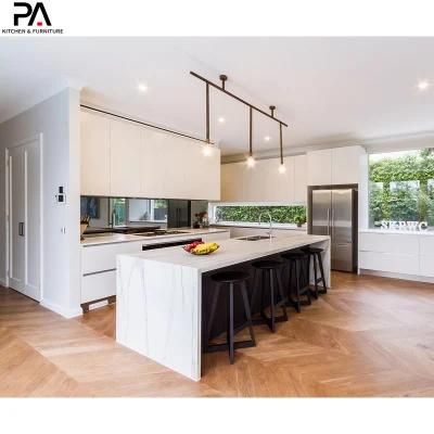 High Quality Australian Modular Island White Lacquer Modern Kitchen Cabinets