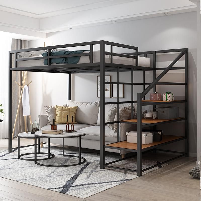 Apartment Dormitory Loft Iron Frame Bed Multifunctional Floor Loft Bed