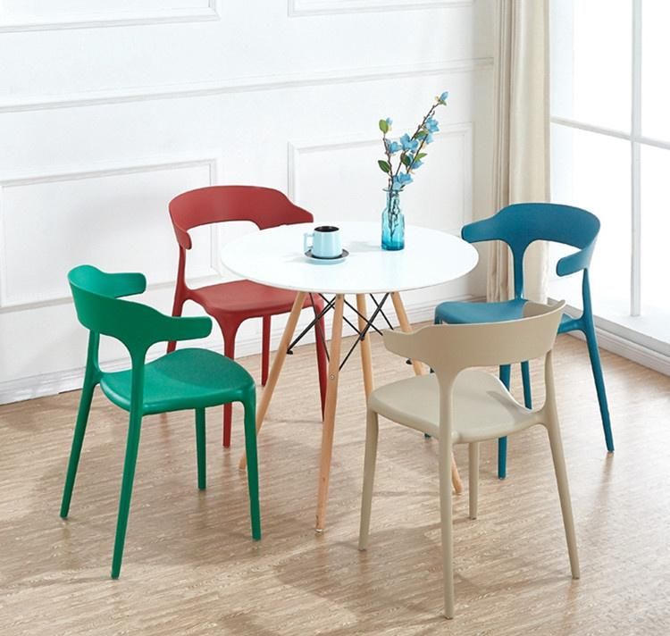 Modern Restaurant Home Living Room Furniture colorful Stacking PP Plastic Dining Chair for Outdoor