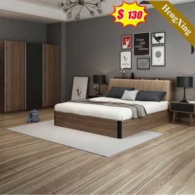 Log Color Modern Design PU Leather Backrest Bedroom Home Furniture Wooden King Double Size Beds