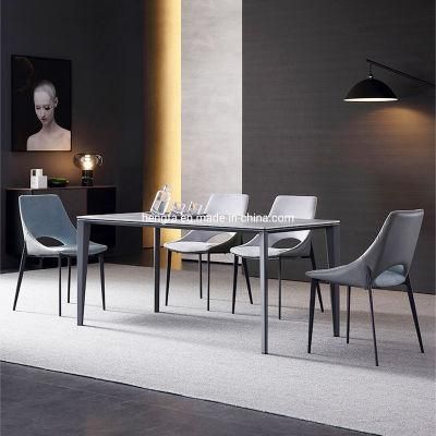 Modern Living Room Furniture Aluminium Alloy Rectangle Marble Dining Table