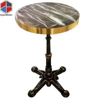 Wholesale Customized Black Round Bar Top Table Golden Frame Black Wrought Iron Base