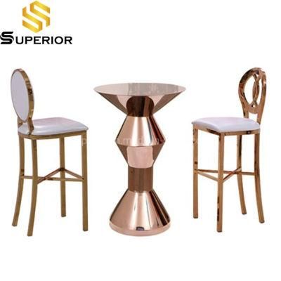 Outdoor Bar Furniture Rose Gold Cocktail Stools with Tables