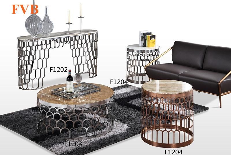 Modern Nature Marble Luxury Brass Frame Smart Coffee Table Dining Furniture