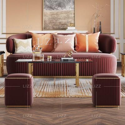 Chinese Manufacturer Italy Living Room Furniture Unique Home Red Sofa Modern European Design Leisure Fabric Velvet Couch