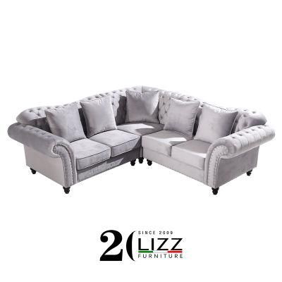 Chesterfield Design Home Living Room Furniture Leisure L Shape Fabric Sofa Set