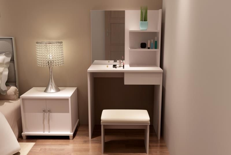 Modern Simple Design Cheap Price White Dressing Table with Mirror