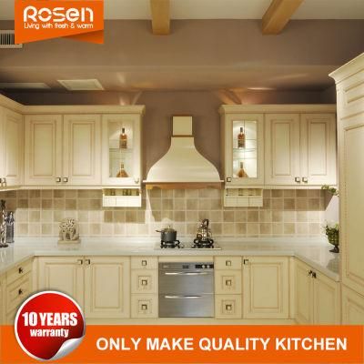 European Style White MDF Solid Wooden Rta Kitchen Cabinets Chinese Furniture
