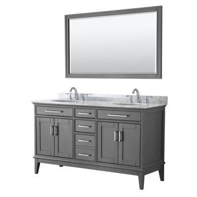 China Factory 60&quot; Classic Gray Solid Leg Bathroom Cabinet Vanity with Ceramic Top