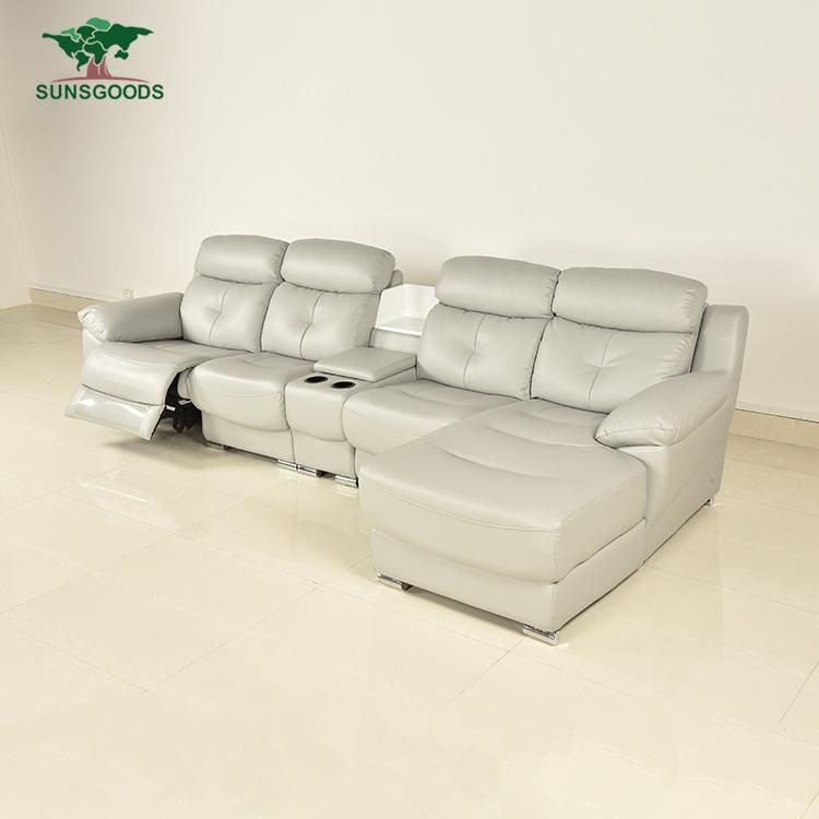 Modern Designsleisure Bonded Leather Home Furniture Genuine Leather Corner Sofa