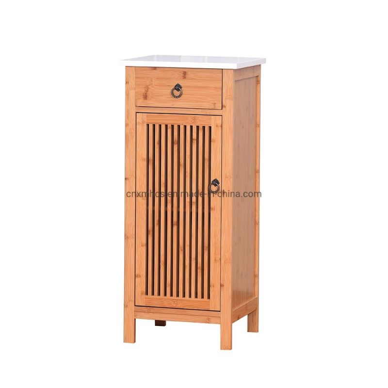 Wall Mounted Wood Bathroom Cabinets Bathroom Display Rack Bamboo Storage Cabinet with Door