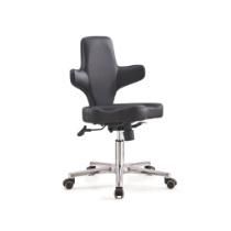 Black PU Leather Adjustable Bar Stool Chair with Backrest