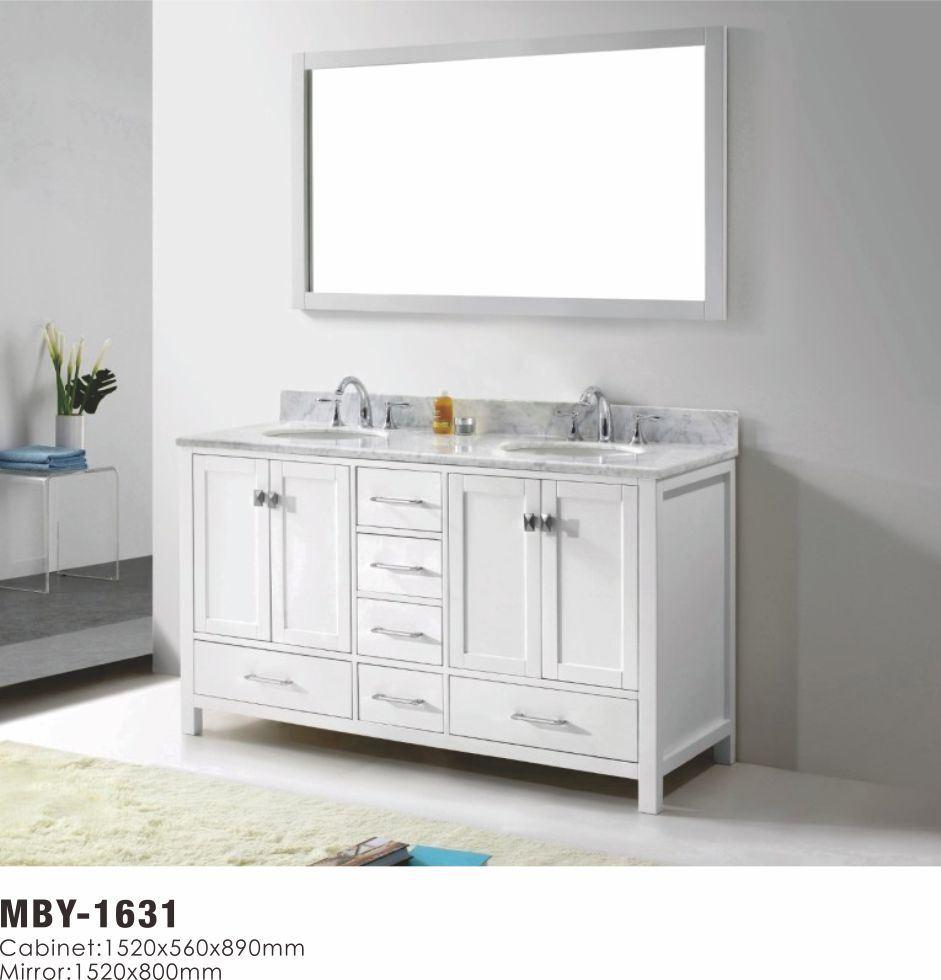 Wood Bathroom Vanity with Marble Top Fashion Cabinet Vanity