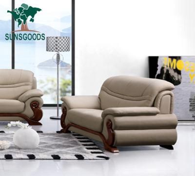 Popular Modern Style Good Quality Genuine Leather Living Room Wood Frame Furniture Sofa