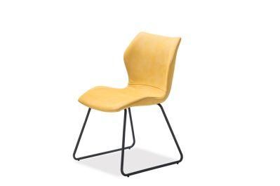 Modern Nordic Style Restaurant Coffee Shop Minimalism Dining Chair Furniture Black Spray Metal Legs PU Dining Chair