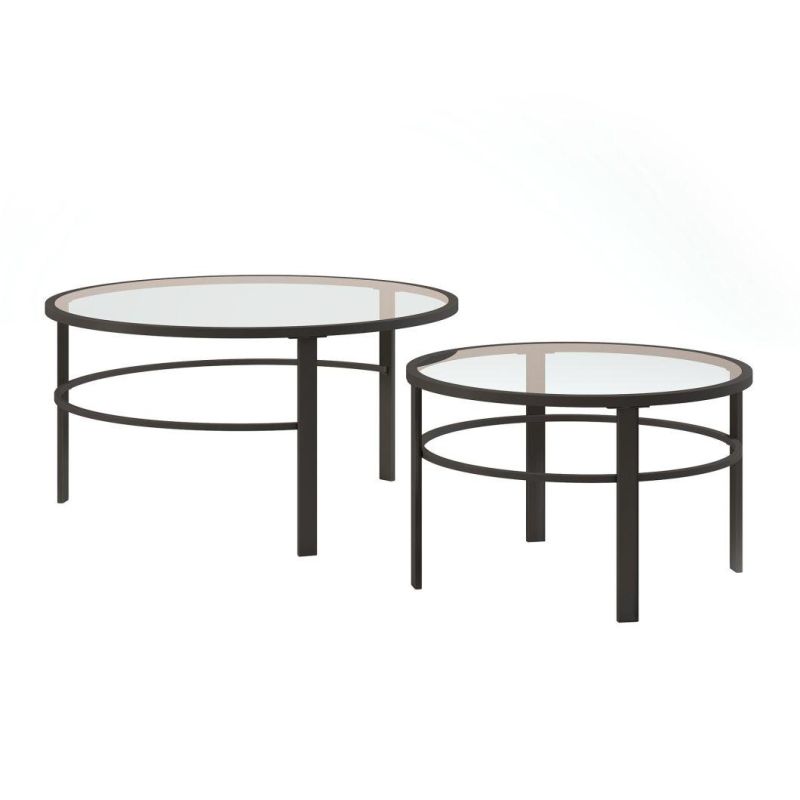 Simple Living Room Furniture Industrial Tea Sofa Center Tempered Glass Top Round Combination Coffee Table Set