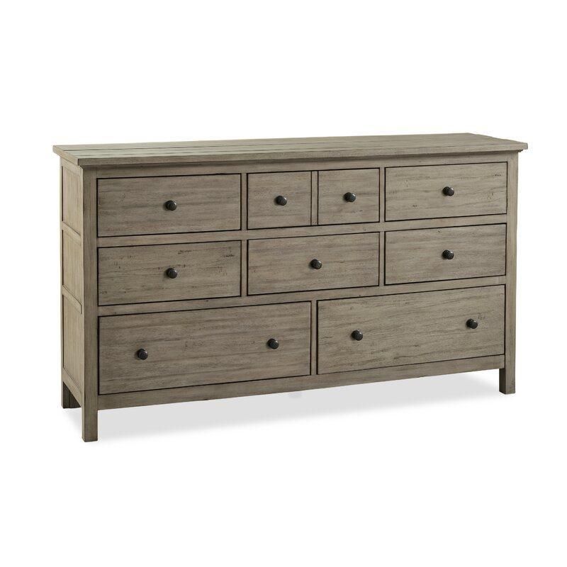 Classic Furniture Coffee Table Wooden Cabinet Gray 8 Drawer Dresser Sideboard for Bedroom
