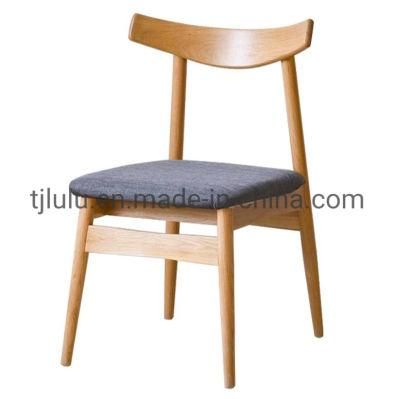 Classic Modern Furniture Cow Ox Horn Chair Hotel Restaurant Solid Wood Fabric Dining Chair Upholstered Cafe Coffee Shop Wooden Chair