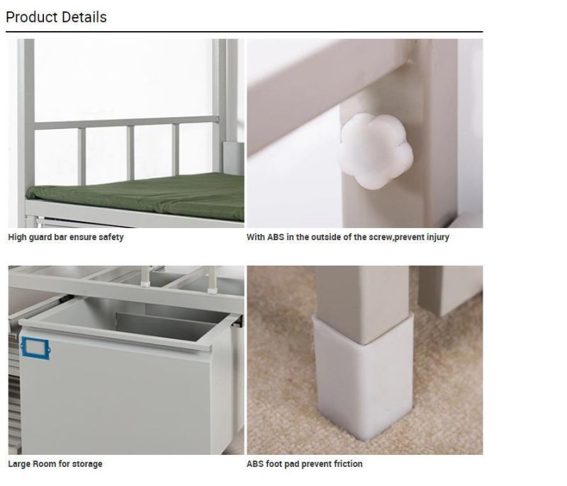 Affordable School&Dormitory Metal Steel Bunk Bed with Storage Cabinet