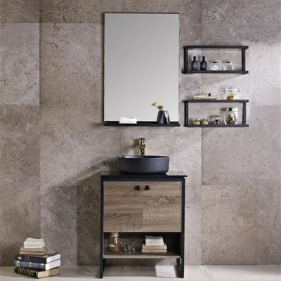 Floor Mounted Double Door Bathroom Vanity Cabinet with Black Basin (2013)