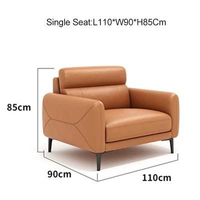 Modern Living Room Leather Sofa Office Furniture Hotel Design Orange Custom